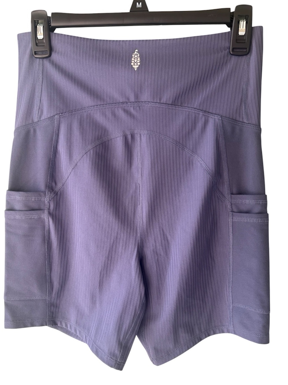 FP Movement by Free People High-Waist Light Blue Bike Shorts W Pockets ribbed
